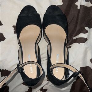 Sun + Stone Black Open-Toe Heels